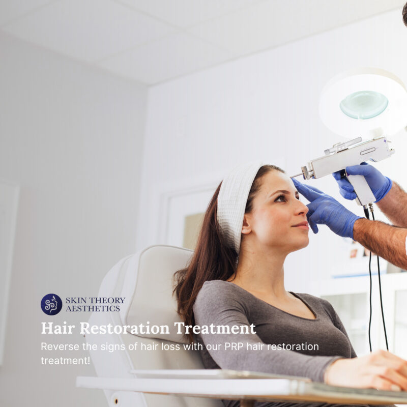 Woman at a clinic getting a PRP hair restoration treatment